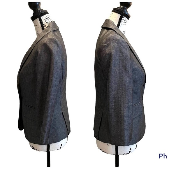The Limited Suit Jacket Blazer Charcoal Gray size XSmall Chambray Tailored NWT - Picture 3 of 10